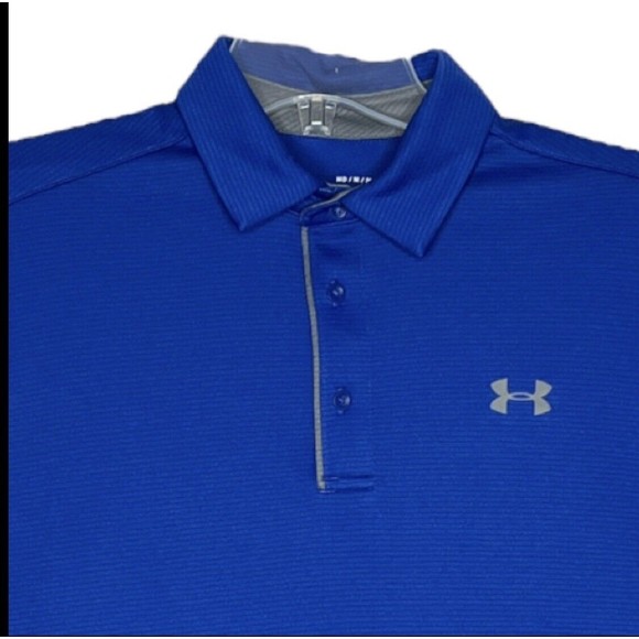 Under Armour Tech Polo Blue‎ Loose Fit Heatgear Golf Polo Shirt Mens Size Medium - Picture 4 of 6